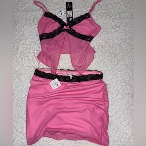 Dionne Mesh Skirt Set - Pink/combo